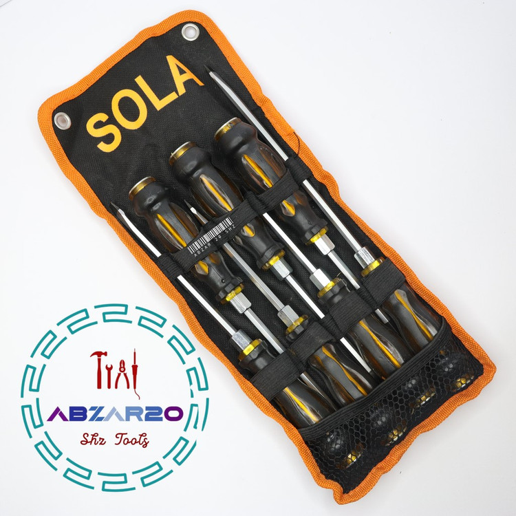 مجموعه پیچ گوشتی ضربه خور و مگنتی کیفی 7 عددی برند سولا SOLA