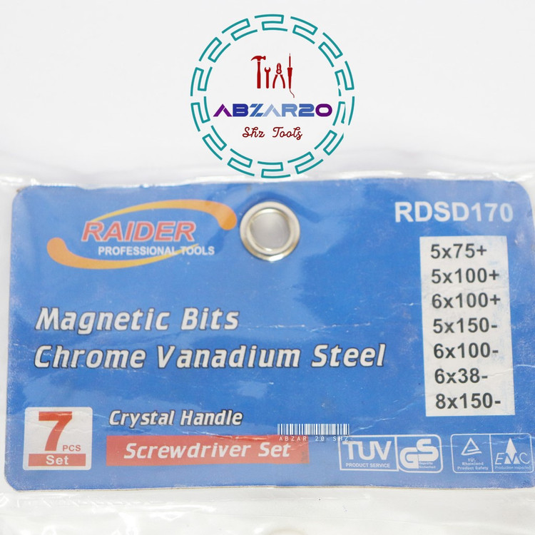 پیچ گوشتی 7 عددی برند رایدر دسته شیشه ای مدل RDSD170