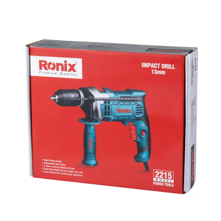 دریل برقی چکشی 13 میلیمتری 850 وات مدل 2215 دیمردار رونیکس همراه با گارانتی 12 ماهه شرکت رونیکس