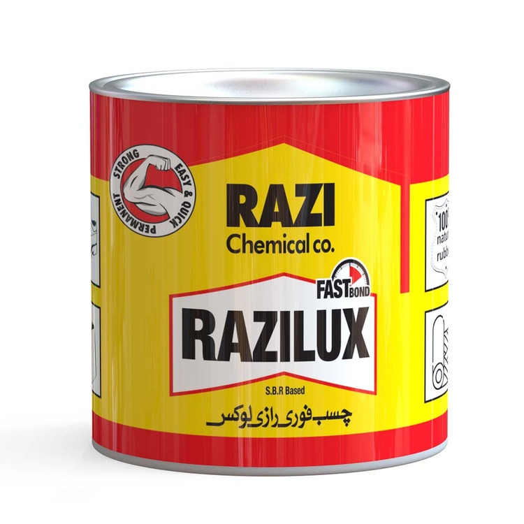 چسب فوری رازی لوکس (چسب لاستیکهای طبیعی و مصنوعی ، چرم ، اسفنج و موکت) حجم ۲۵۰ سی سی